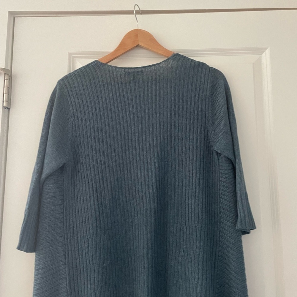 Eileen Fisher Silk Linen Melange Waterfall Cardigan Draped - Picture 7 of 7